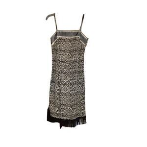 Rampage Vintage Stretch Mini Dress 7 Leopard Fringe Hem 90s Y2K Pinup Wiggle